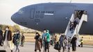 Un avión de Estados Unidos a su llegada este martes a Rota, Cádiz, con 200 personas procedentes de Afganistán