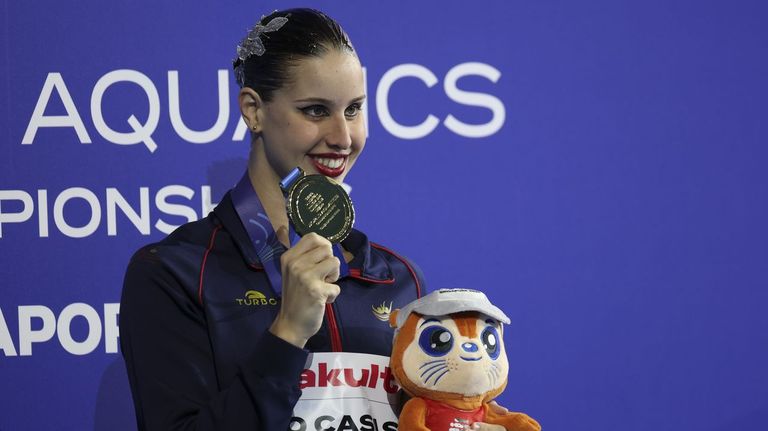 Iris Tió, medalla de oro en la final de solo libre de natación artística