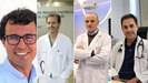 De izquierda a derecha: Xavier Rosell, cientfico visitante del CNIC y uno de los investigadores principales del ensayo REBOOT; Carlos Gonzlez Juanatey, jefe del servicio de Cardiologa del HULA; Jos Ramn Gonzlez Juanatey, jefe del mismo servicio en el CHUS; y scar Prada, cardilogo del Chuac.