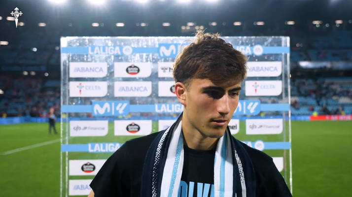 El jugador del Celta Javi Rodr�guez, tras el triunfo ante el Sevilla y la clasificaci�n para la Europa League.