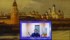 Navalni, en su participacin virtual durante la audiencia de apelacin este jueves en un tribunal de Mosc