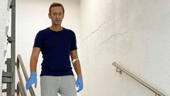 Navalni, durante la recuperacin de su envenenamiento en un hospital de Berln