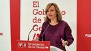 La portavoz del PSOE, Pilar Alegría, hoy en rueda de prensa.