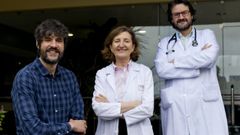 Gonzalo Barge, Marisa Crespo y Eduardo Barge, miembros de la Unidad de Insuficiencia Cardaca y Trasplante (CiberCV) del Chuac y autores de diversos estudios sobre la amiloidosis