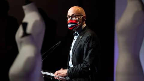 El presidente de la Asociación Creadores de Moda de España (ACME), Modesto Lomba, durante la presentación de la Semana de la Moda de Madrid