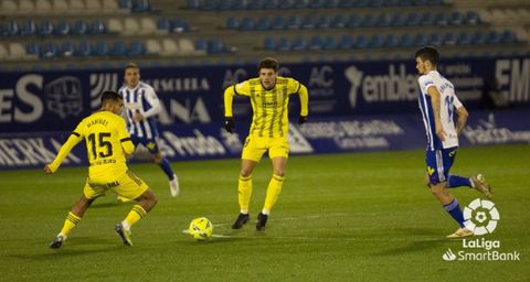 Nahuel y Sangalli, durante el Ponferradina-Oviedo