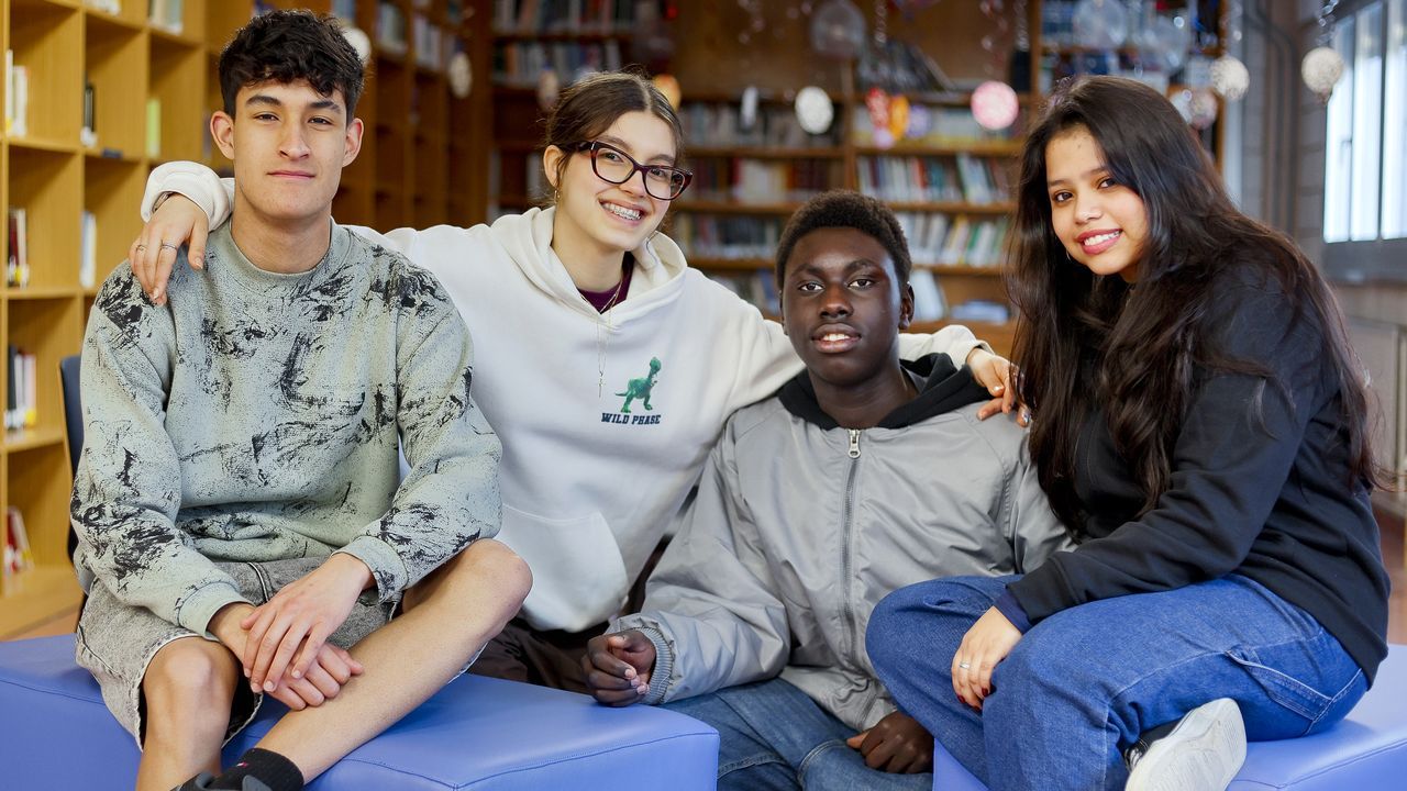 Protagonistas gallegos del 23F.De izquierda a derecha: C�sar Rodr�guez, Julieta P�rez, Mohamed Niang Mbaye y Evelyn Miranda