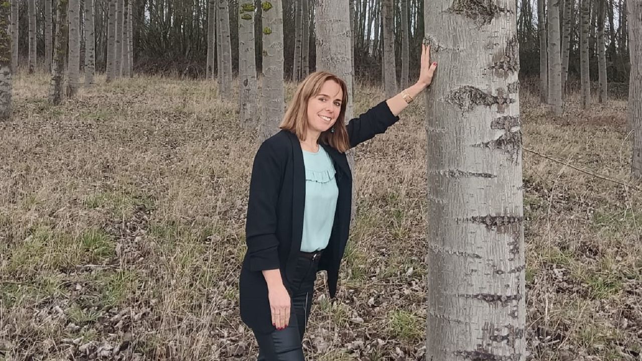 Esculturas al borde de la carretera.Flor Álvarez forma parte de las comisiones europea y española del chopo