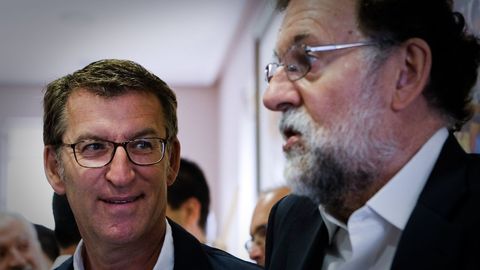 Feijoo junto al expresidente Mariano Rajoy, que ha sido el pregonero de la Festa da Vendima de Leiro