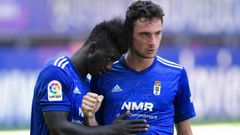Obeng y Borja celebran un gol en el amistoso ante el Athletic