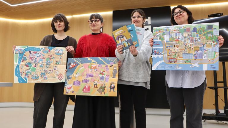 Tres ilustradoras recrean o mapa de Pontevedra dende a súa óptica artística