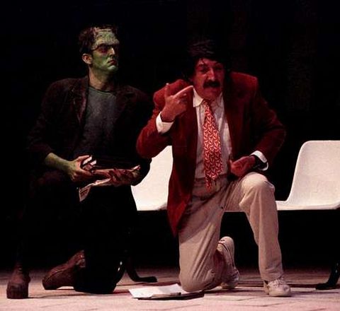 Ruibal e Vidal Bolaño nunha función de «Criaturas» no 2000.