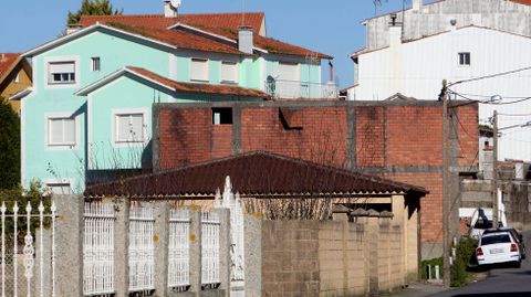 Ladrillo a la vista en una construcción en O Grove.
