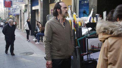 El actor gallego durante la grabación en Ourense