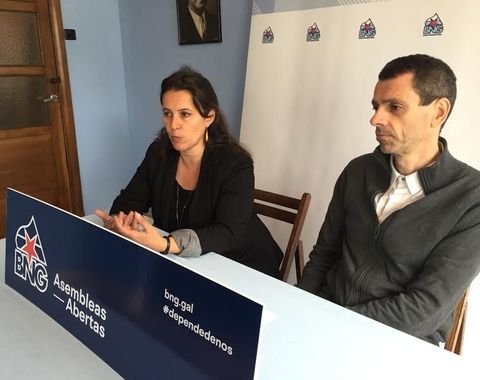 La diputada europea Ana Miranda y Xosé Magariños, ayer.