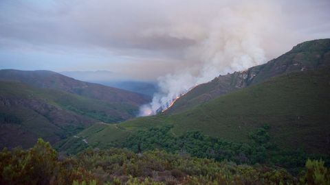 Otro aspecto del incendio en una imagen tomada a última hora de la tarde del sábado