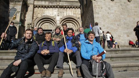 Fran Rivera con los compañeros con los que realizó el Camino de Santiago.