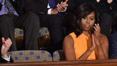 Michelle Obama, durante el último debate sobre el Estado de la Unión de su marido como presidente del Gobierno