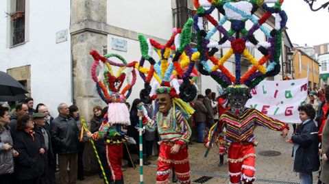 Viana do Bolo. Además de darse un homenaje comiendo androlla, embutido calórico y montañés, quien visite Viana puede ocntemplar a boteiros recorriendo aldeas y los folións, amenizadores musicales del entroido vianés.