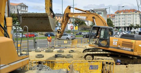 Imagen de las obras de saneamiento en A Gándara.