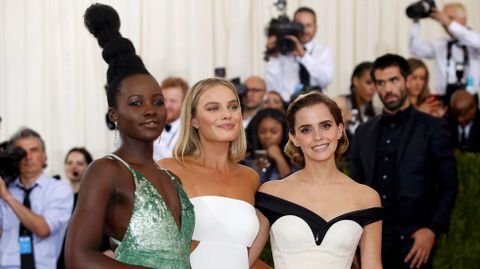 Las actrices Lupita Nyong'o, Margot Robbie y Emma Watson.