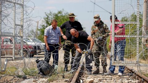 Fase final del desmantelamiento del campamento de Idomeni, en la frontera entre Grecia y Macedonia. 