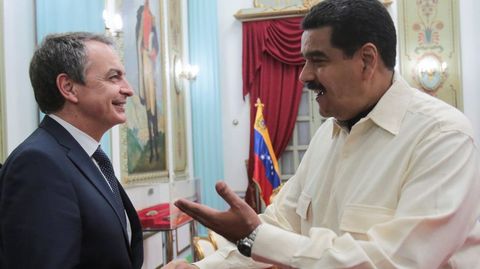 Rodrguez Zapatero y Maduro, durante la entrevista celebrada en mayo en Caracas
