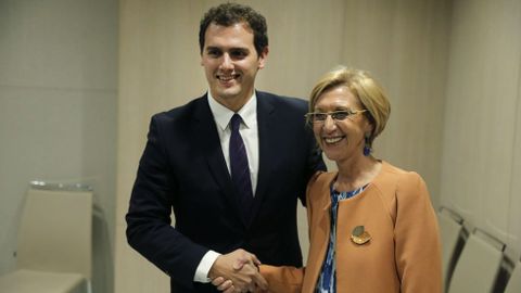 Rosa Díez y Rivera, en el 2014, cuando negociaban un posible acuerdo electoral