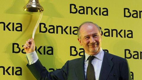 Rodrigo Rato, que en el 2011 era presidente de Bankia, en el momento de salida a bolsa de la entidad financiera.