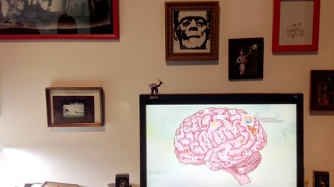Un detalle de la instalación multimedia de Cristina Busto «Ser absurdo»