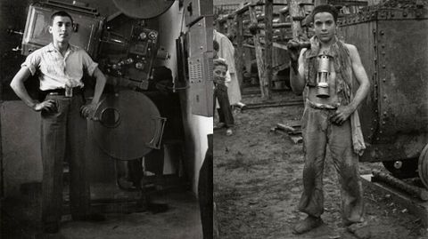 Operador de cabina (1947) y guaje minero (1949) en Sotrondio.