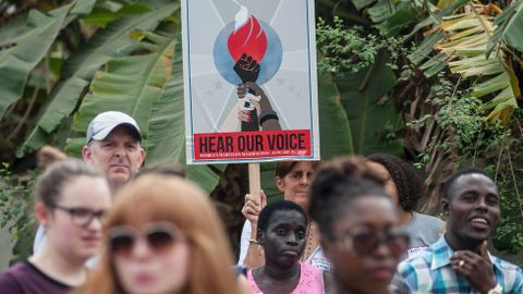 Manifestación en Accra