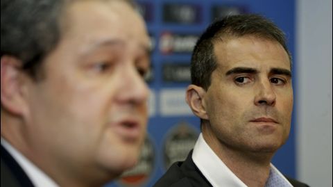 Durante su presentación como entrenador del Deportivo