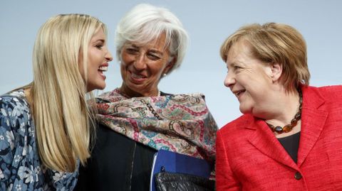Ivanka Trump, Christine Lagarde y Angela Merkel
