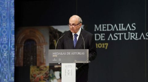 Plcido Arango, en un momento de su discurso en las Medallas de Asturias