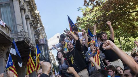 Protesta en la Gran Va catalana