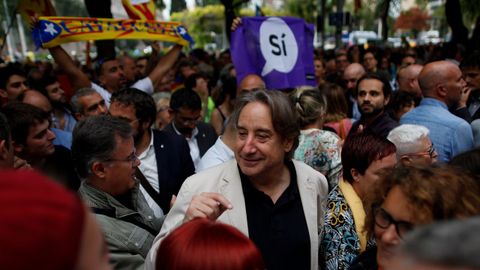 El actor Juanjo Puigcorbe, en la protesta de Barcelona
