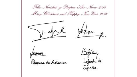 El mensaje y las firmas que acompañan a la imagen de la felicitación de los reyes