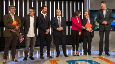 Los representantes de los partidos catalanes, durante uno de los debates electorales