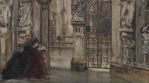 Jos Ura y Ura. Detalle de El arco del rey Casto (Catedral de Oviedo) (1887)