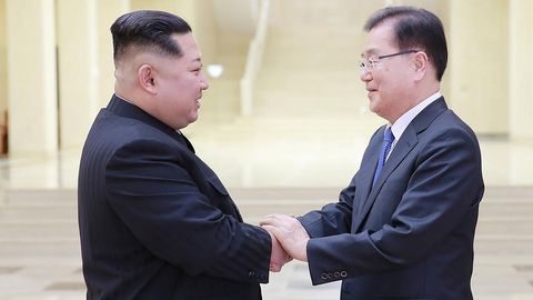 Kim Jong-un recibe a una delegacin de Corea del Sur