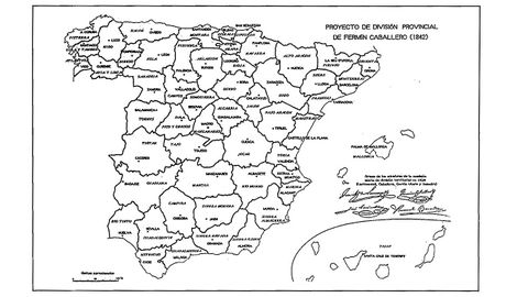 El mapa de provincias ideado por Fermn Caballero