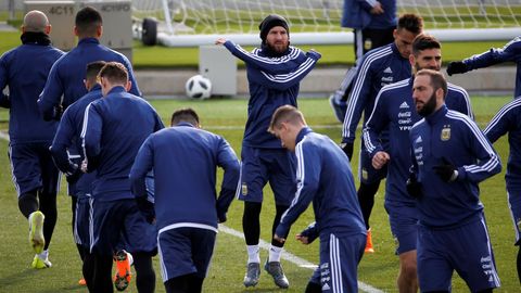 Messi se entrenó ayer en la ciudad deportiva del Madrid, en Valdebebas