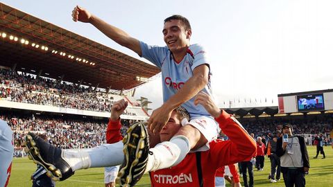A hombros de su gran amigo Dani Abalo, que también había disputado ese partido