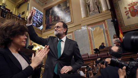 Rajoy saluda a los diputados del PP en su despedida del Congreso el pasado da 31