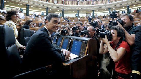 El presidente del Gobierno, Pedro Snchez, en la sesin de control en el Congreso de los Diputados