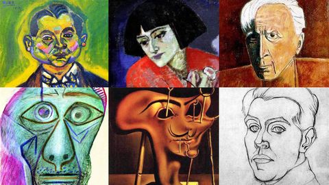 Autorretratos de Miró, Blanchard, Braque, Picasso, Dalí y Gris.