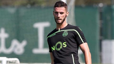 El jugador Domingos Duarte, durante un entrenamiento con el Sporting