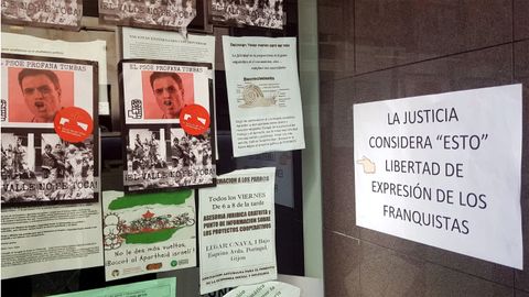 Cartel replicando a la ltima pegada de pasquines ultras en la sede de Podemos Xixn