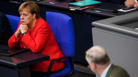 Merkel, durante la intervencin del lder de AfD